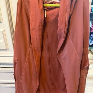 Women's Free People Rust Jacket thick sweatshirt material.